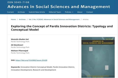 چاپ مقاله نوع شناسی و مدل مفهومی منطقه نوآوری پردیس در نشریه مطالعات اجتماعی لندن