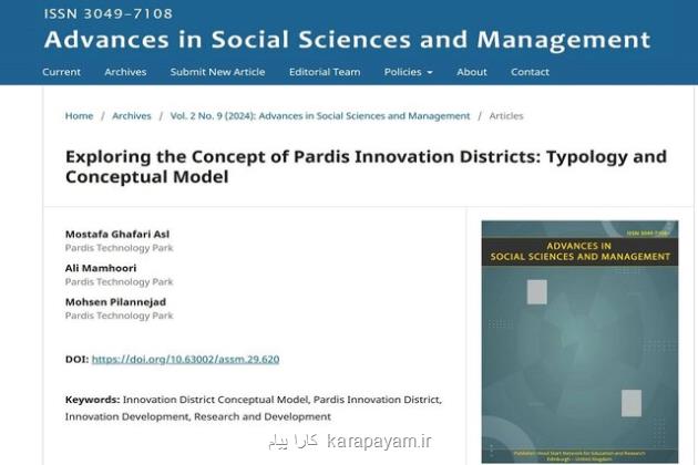 چاپ مقاله نوع شناسی و مدل مفهومی منطقه نوآوری پردیس در نشریه مطالعات اجتماعی لندن
